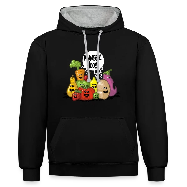Fruits et Légumes Frais sur Sweat à capuche contrasté