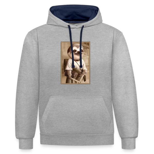 Le Paresseux Écolier sur Sweat à capuche contrasté