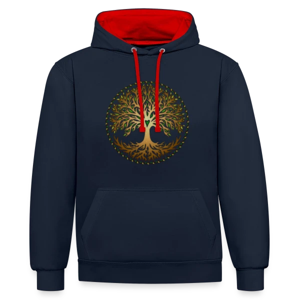 Yggdrasil: Arbre de Vie Celtique & Nordique sur Sweat à capuche contrasté