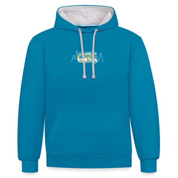Esprit Camping et Aventure sur Sweat à capuche contrasté