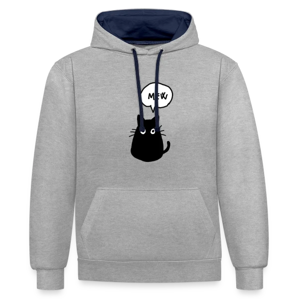 Chat Mew sur Sweat à capuche contrasté