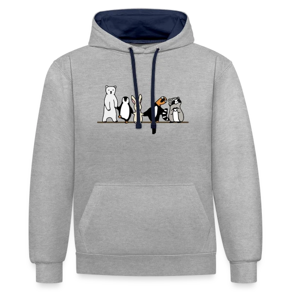 Animaux Mignons Amis sur Sweat à capuche contrasté