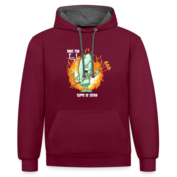 Suppo de Satan : Humour Noir et Subtil sur Sweat à capuche contrasté