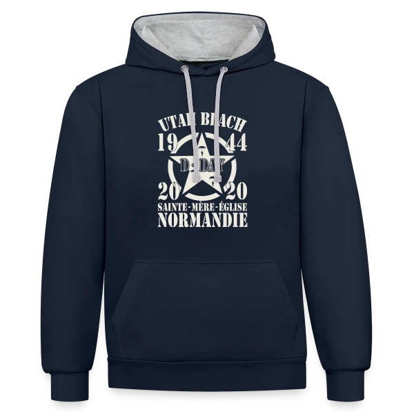 D-Day Normandie 1944 - Hommage Utah Beach sur Sweat à capuche contrasté