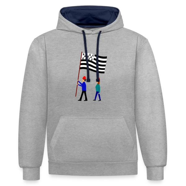 Fierté Bretonne en Drapeaux sur Sweat à capuche contrasté