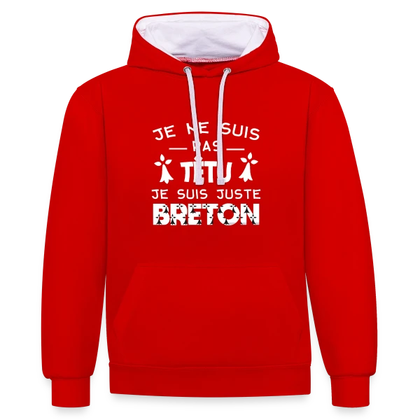 Motif Hermines Bretonnes sur Sweat à capuche contrasté
