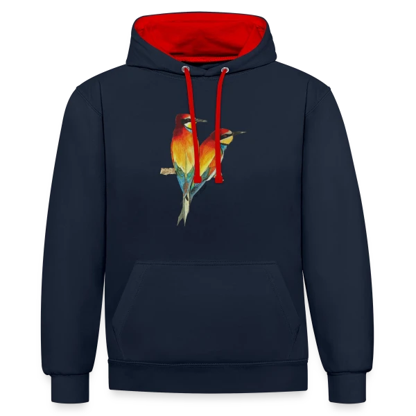 Guêpiers d'Europe Colorés sur Sweat à capuche contrasté