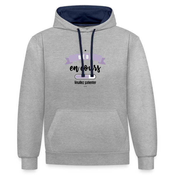 Bébé en Cours : Annonce Humoristique & Originale sur Sweat à capuche contrasté