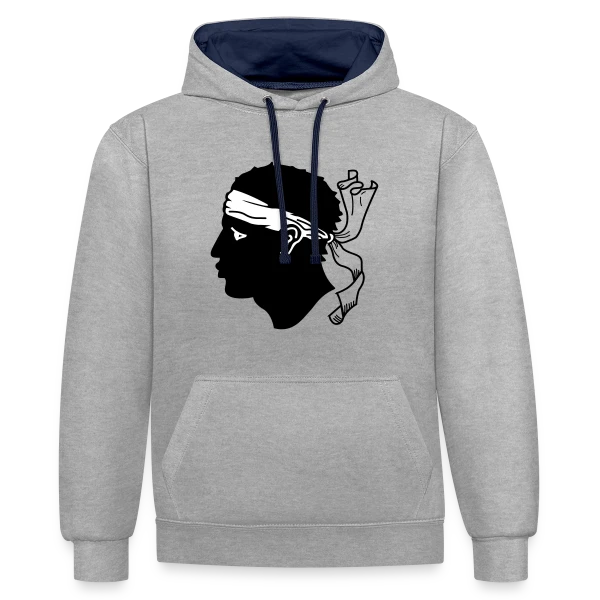 Tête de Maure Corse Authentique sur Sweat à capuche contrasté