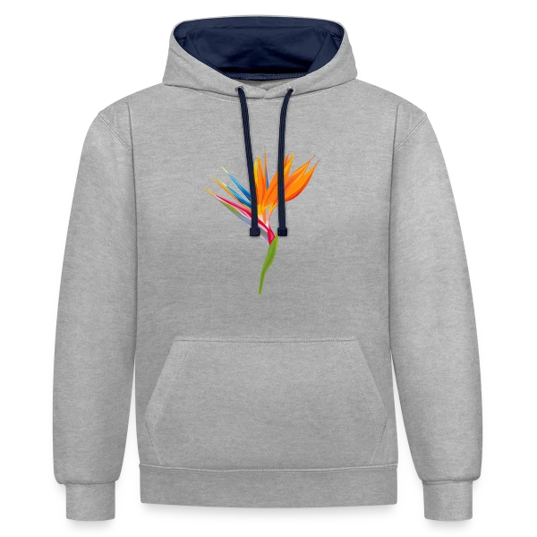 Fleur Oiseau Paradis Exotique sur Sweat à capuche contrasté