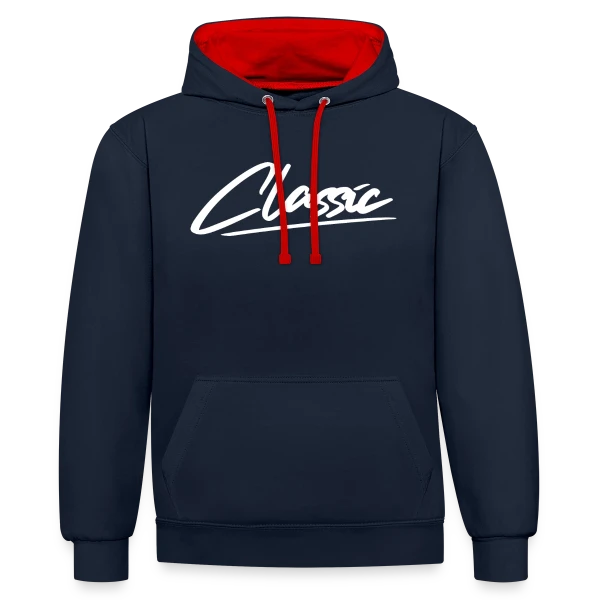 Inscription Classique Blanche sur Sweat à capuche contrasté