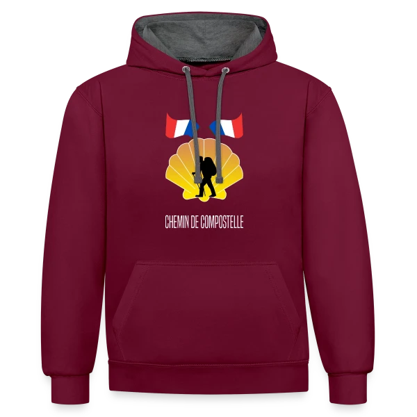 Chemin de Compostelle: La Randonnée Spirituelle du Pèlerin sur Sweat à capuche contrasté