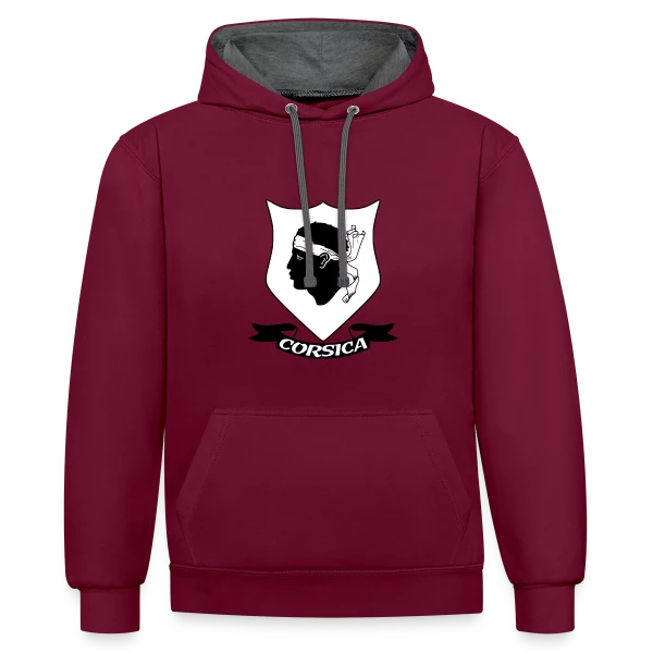 Blason Tête de Maure Corse sur Sweat à capuche contrasté