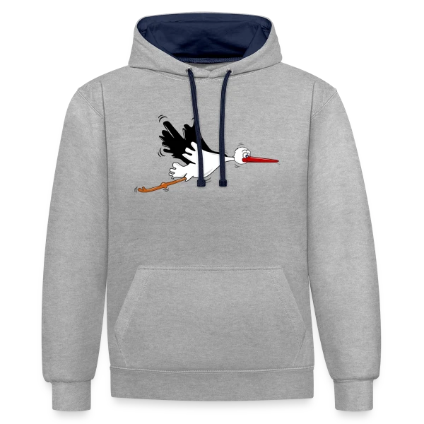 Cigogne d'Alsace Animal Emblématique sur Sweat à capuche contrasté