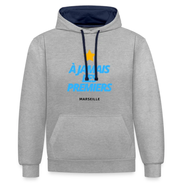 OM À Jamais Les Premiers (Bleu) sur Sweat à capuche contrasté