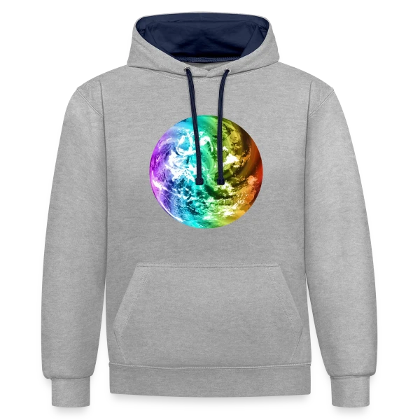 Globe Terre Arc-en-ciel sur Sweat à capuche contrasté