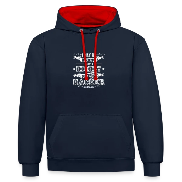 Je Suis un Hacker sur Sweat à capuche contrasté