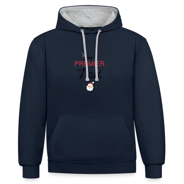 Mon Premier Noël sur Sweat à capuche contrasté