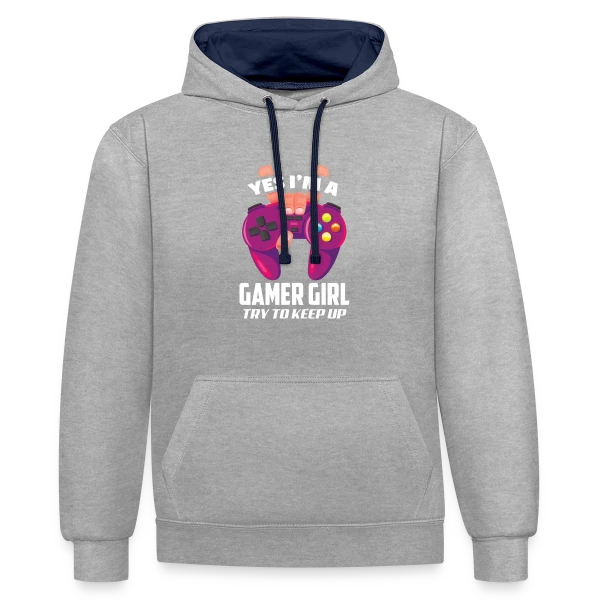 Gamer Girl : Les Filles Aussi Zappent ! sur Sweat à capuche contrasté