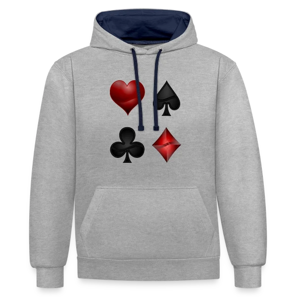 Symboles de Poker Élégants sur Sweat à capuche contrasté