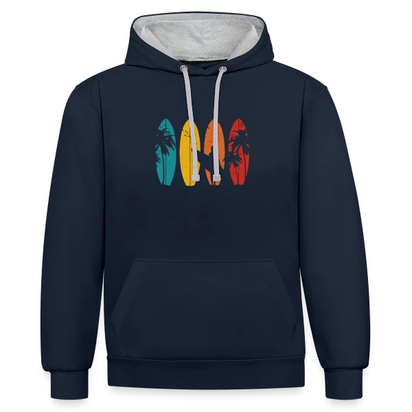 Surfeur Vintage | Cadeau Rétro sur Sweat à capuche contrasté