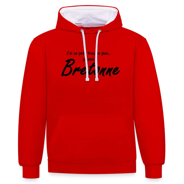 Je suis Bretonne sur Sweat à capuche contrasté