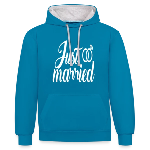 Just Married sur Sweat à capuche contrasté