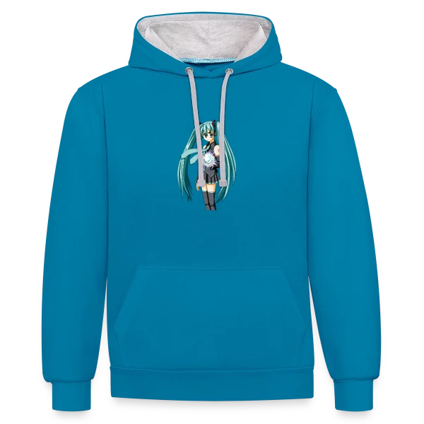 Miku Manga : Jolie Fille Style Anime Kawaii sur Sweat à capuche contrasté