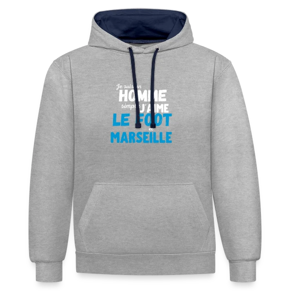 J'aime Foot Marseille sur Sweat à capuche contrasté