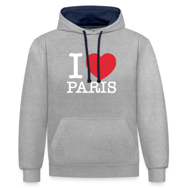 Cœur J'aime Paris sur Sweat à capuche contrasté