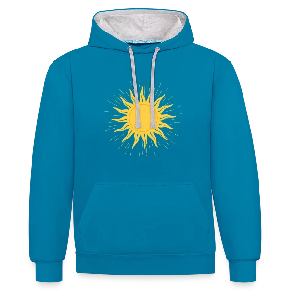 Dessin de Soleil Éclatant sur Sweat à capuche contrasté