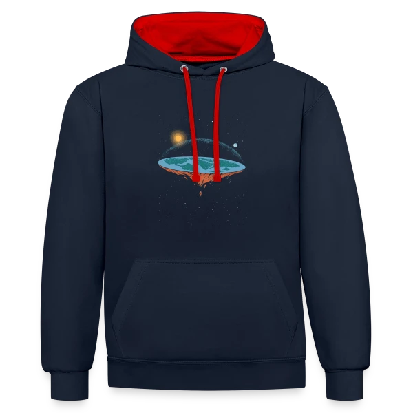 Terre Plate Univers sur Sweat à capuche contrasté