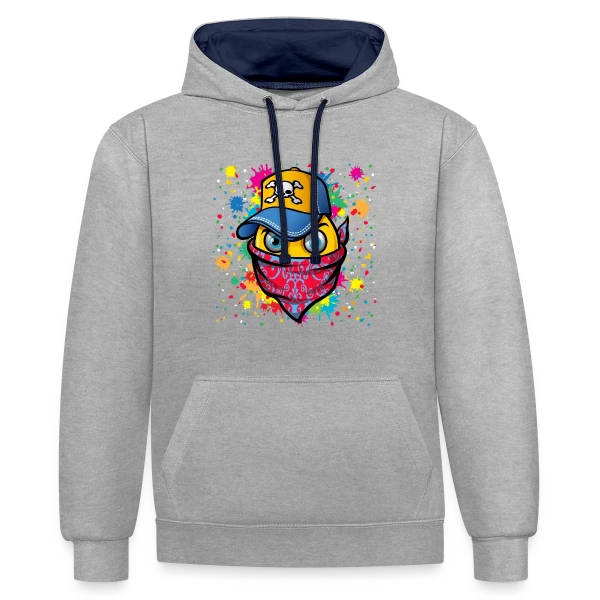 Masque Urbain et Graffitis sur Sweat à capuche contrasté