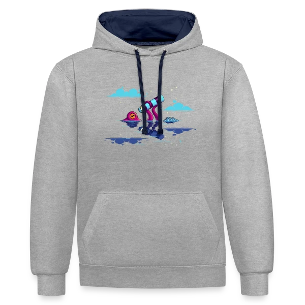 Octocurious : Poulpe Curieux Nocturne sur Sweat à capuche contrasté