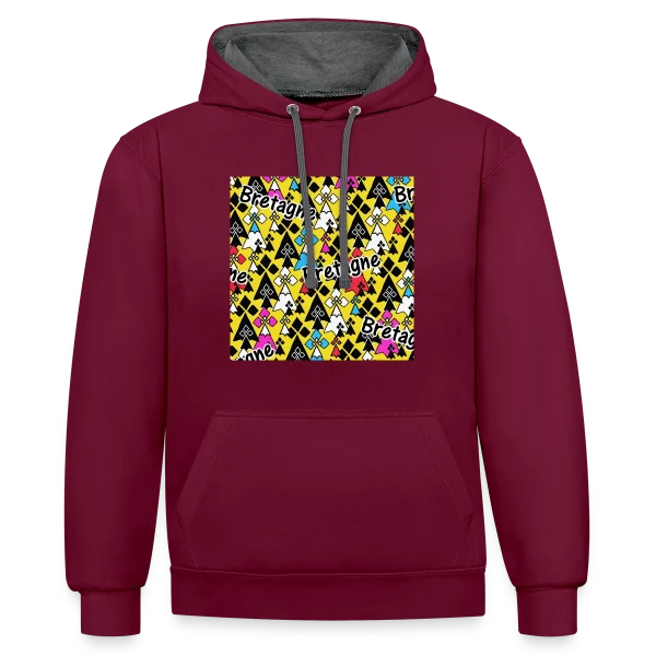 Motif Pop Art Bretagne sur Sweat à capuche contrasté