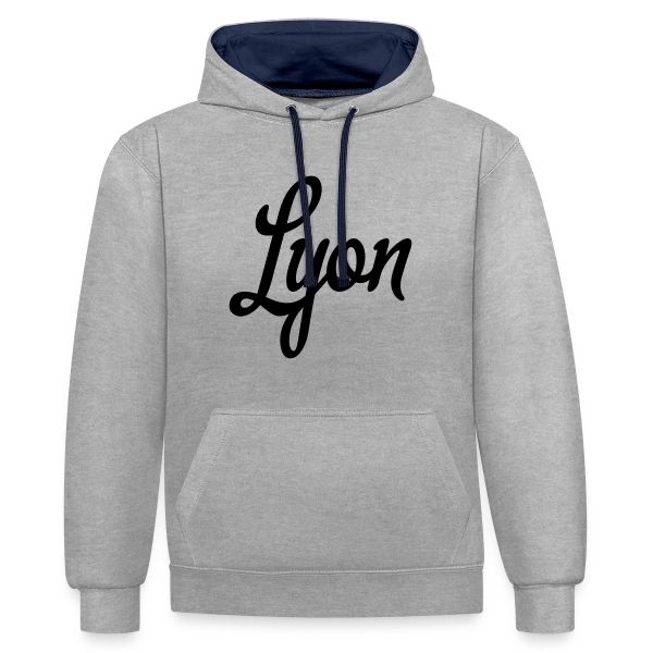 Lyon Calligraphie Élégante sur Sweat à capuche contrasté