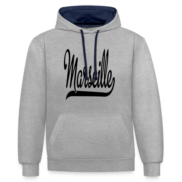 Marseille Calligraphie Élégante sur Sweat à capuche contrasté