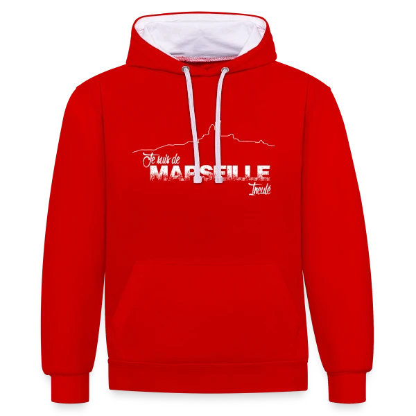 Je Suis de Marseille Fierté sur Sweat à capuche contrasté
