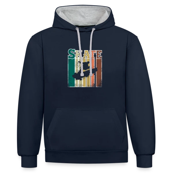 Skate Esprit Rétro Vintage sur Sweat à capuche contrasté