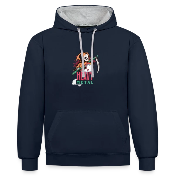 Squelette Guitariste Heavy Metal sur Sweat à capuche contrasté