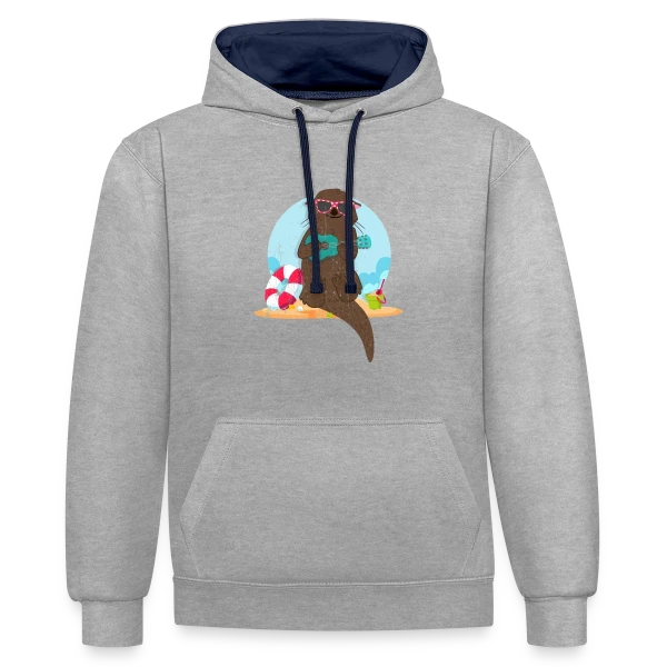 Loutre Musicienne Plage sur Sweat à capuche contrasté