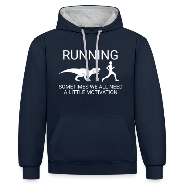 Dinosaure Coureur - Motivation Running sur Sweat à capuche contrasté