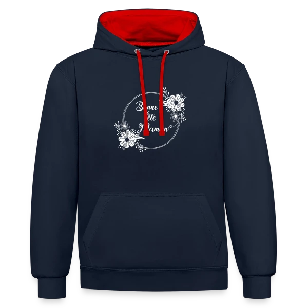 Bonne Fête Maman - Cadeau Tendresse sur Sweat à capuche contrasté