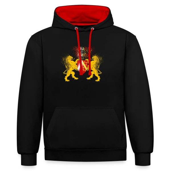 Blason Alsace - Les Lions Gardiens sur Sweat à capuche contrasté