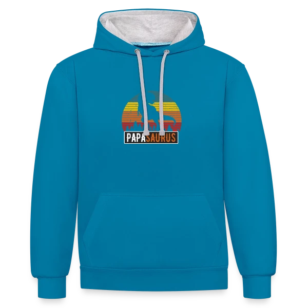 'PapaSaurus Rex' - Humour Dinosaure Rétro pour Papa sur Sweat à capuche contrasté