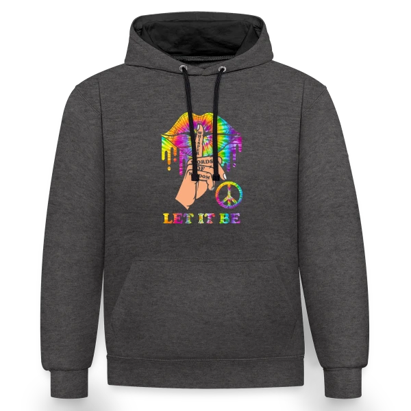 Hippie Peace & Sagesse sur Sweat à capuche contrasté