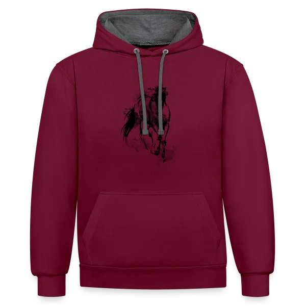 Cheval Galop Aquarelle sur Sweat à capuche contrasté