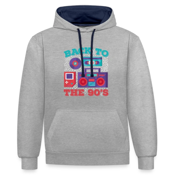 Icônes Rétro Années 90 sur Sweat à capuche contrasté