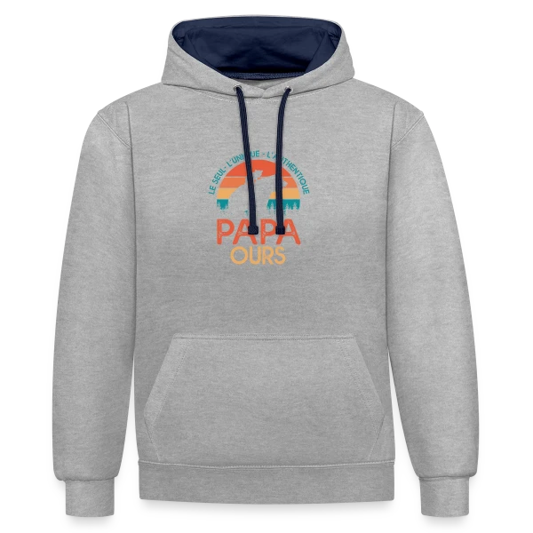 Papa Ours - Le Cadeau Original pour la Fête des Pères sur Sweat à capuche contrasté