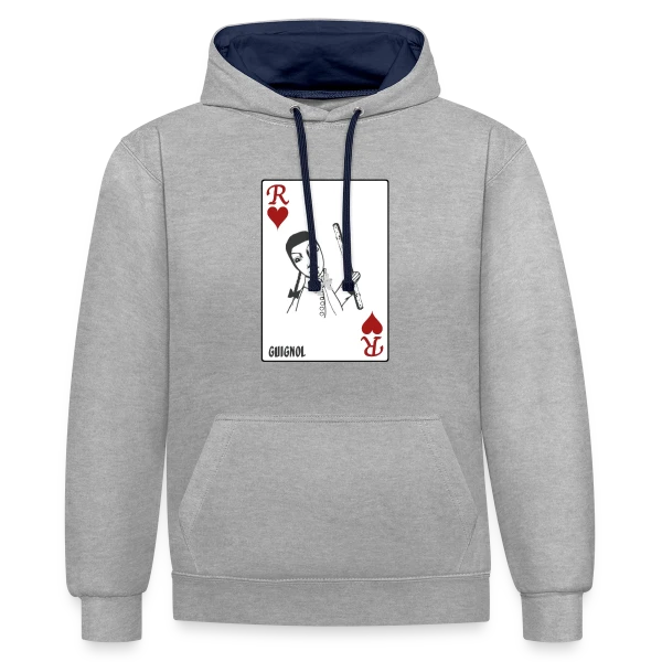 Guignol Roi de Cœur sur Sweat à capuche contrasté